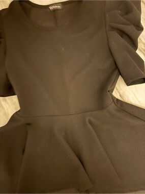 Women's Black High-Low Peplum Top